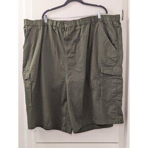 Boulder Creek Mens 4XL Tall Olive Green Cargo Shorts W/ Pockets & Elastic Waist